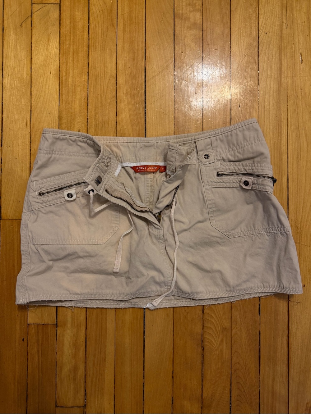 Point Zero Cream Cargo Skort with Drawstring Waist